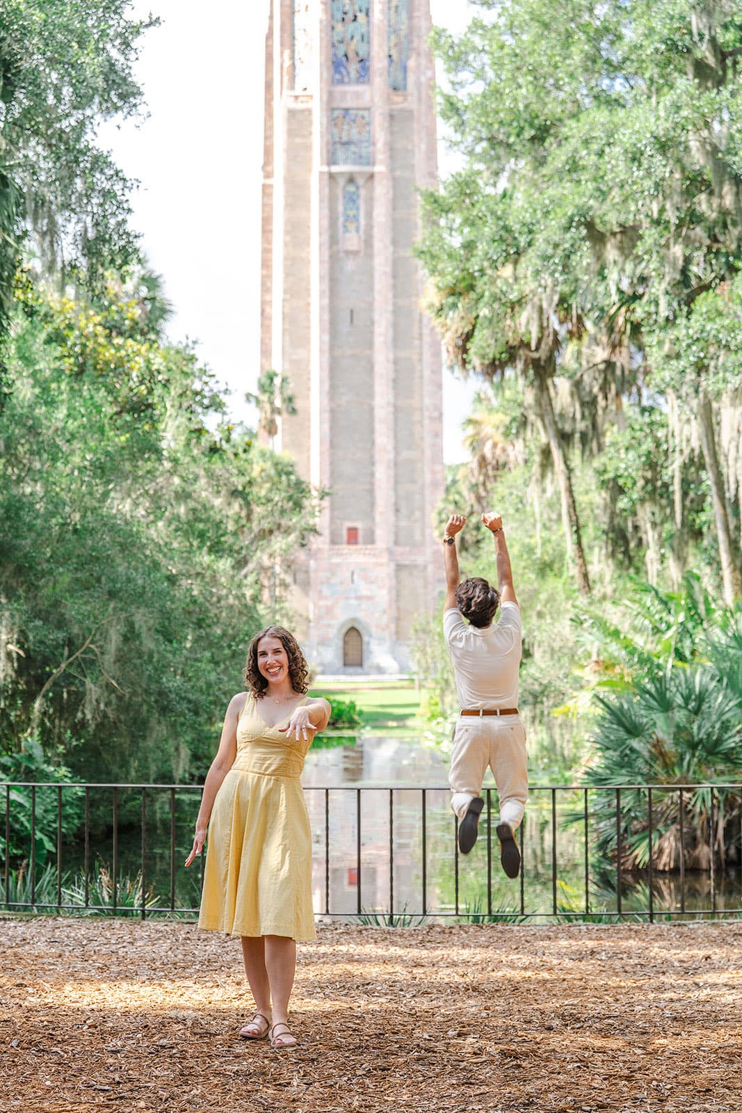 Celebration jump after the proposal