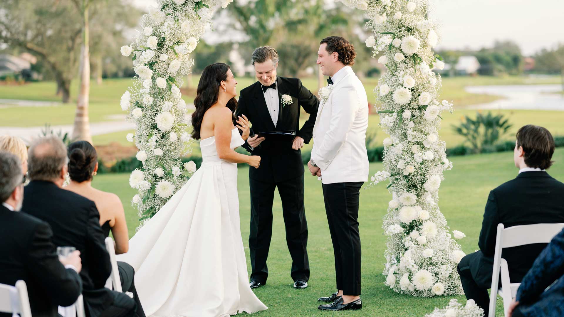 A lawn wedding ceremony at Vineyards Country Club in Naples
